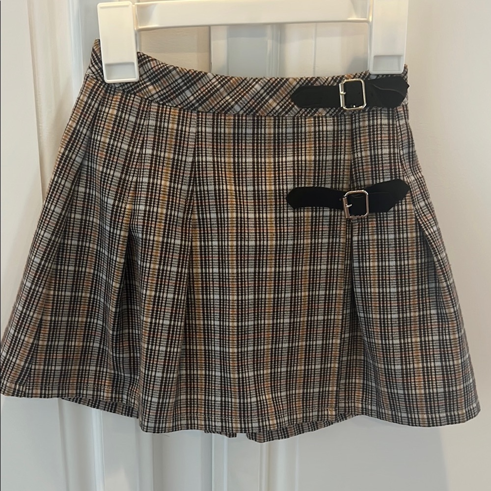 Katie J NYC Tan Brown Pleated Skater Mini